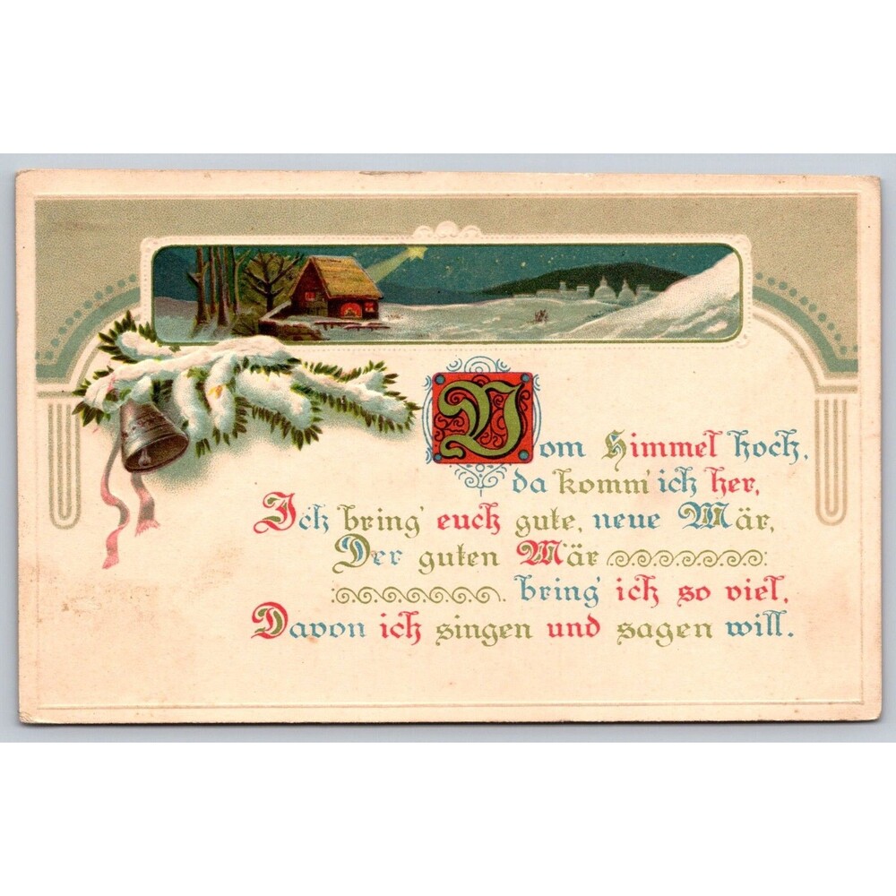 Postcard Christmas German From Heaven Above to Earth I Come Fort Wayne IN c1910s